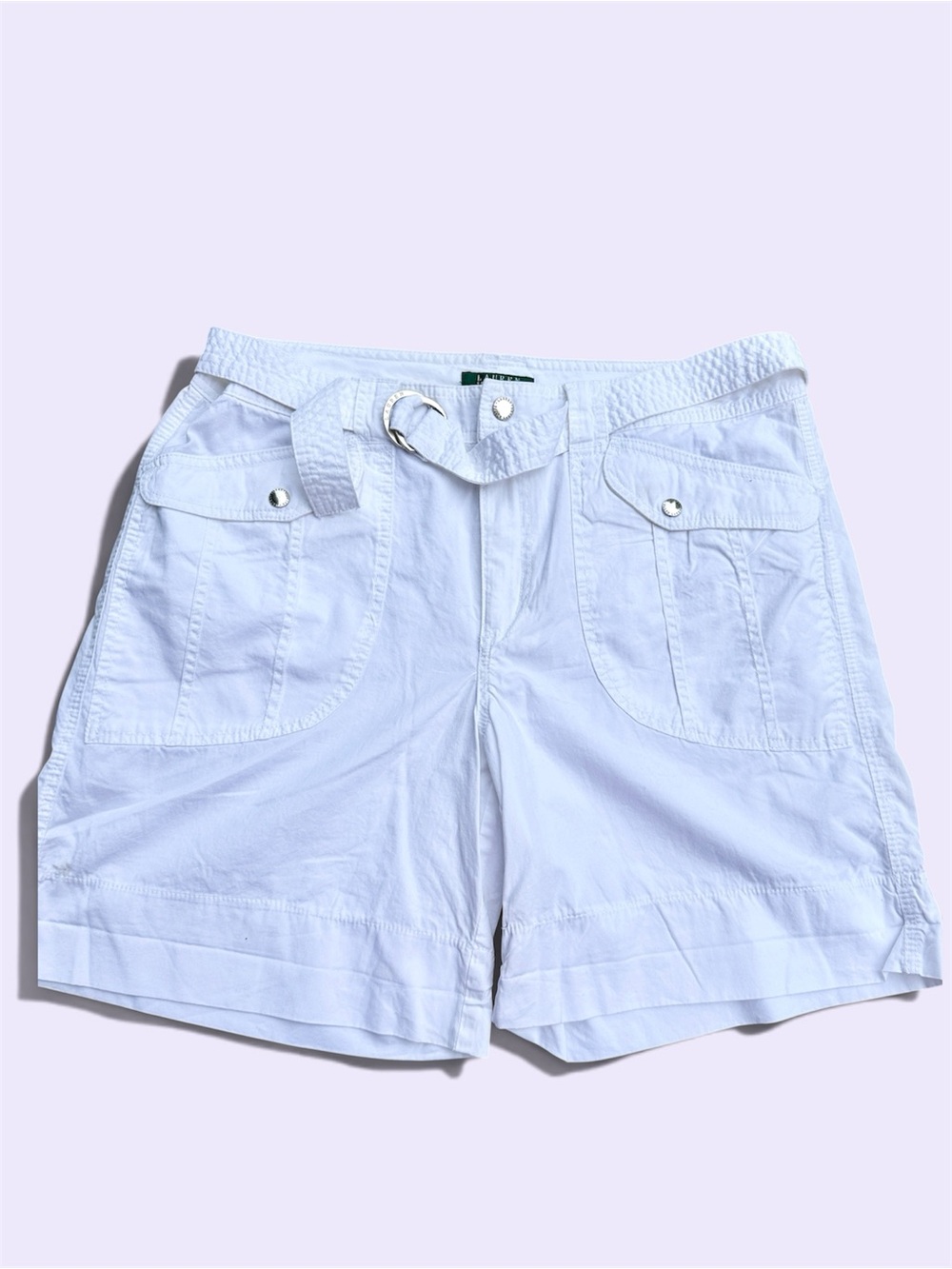 LAUREN Ralph Lauren Utility Cargo Shorts | 100% Cotton | Size 16 | Bright White